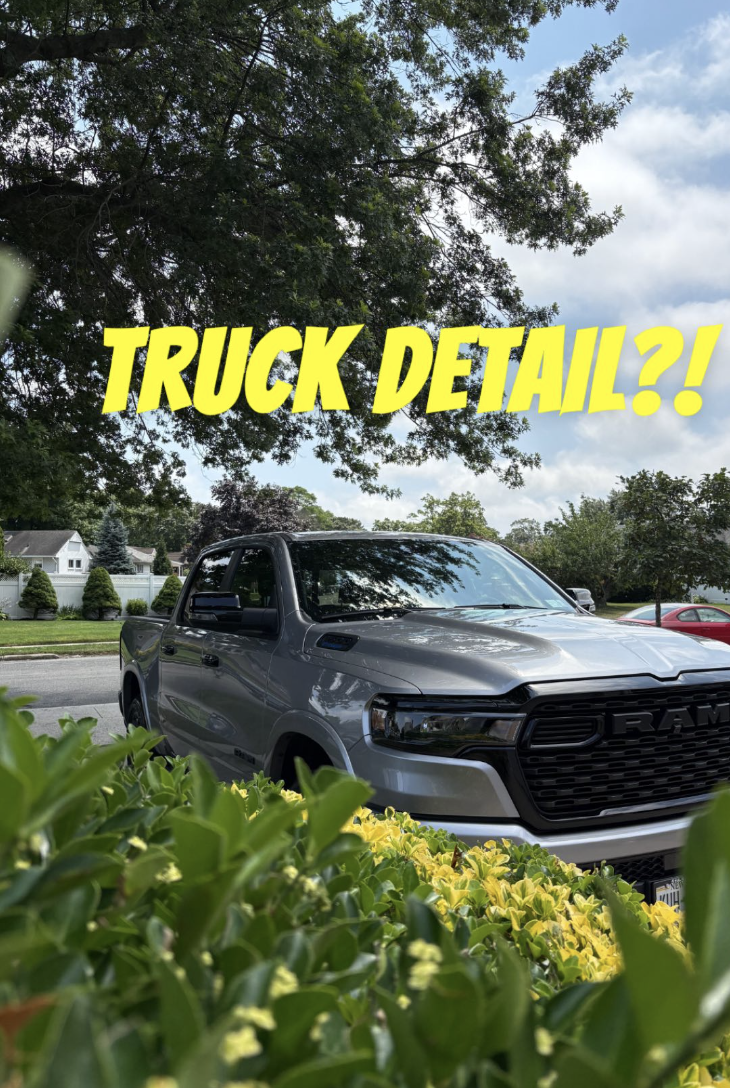 Mobile detail on a gray Ram pickup